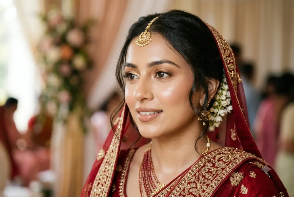 HD bridal makeup with dewy natural finish